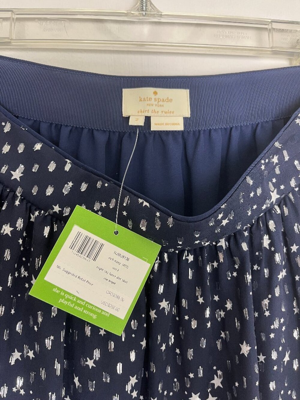 Kate Spade Night Sky Lurex Dot Star Bright Skirt 2 NEW - Picture 2 of 5